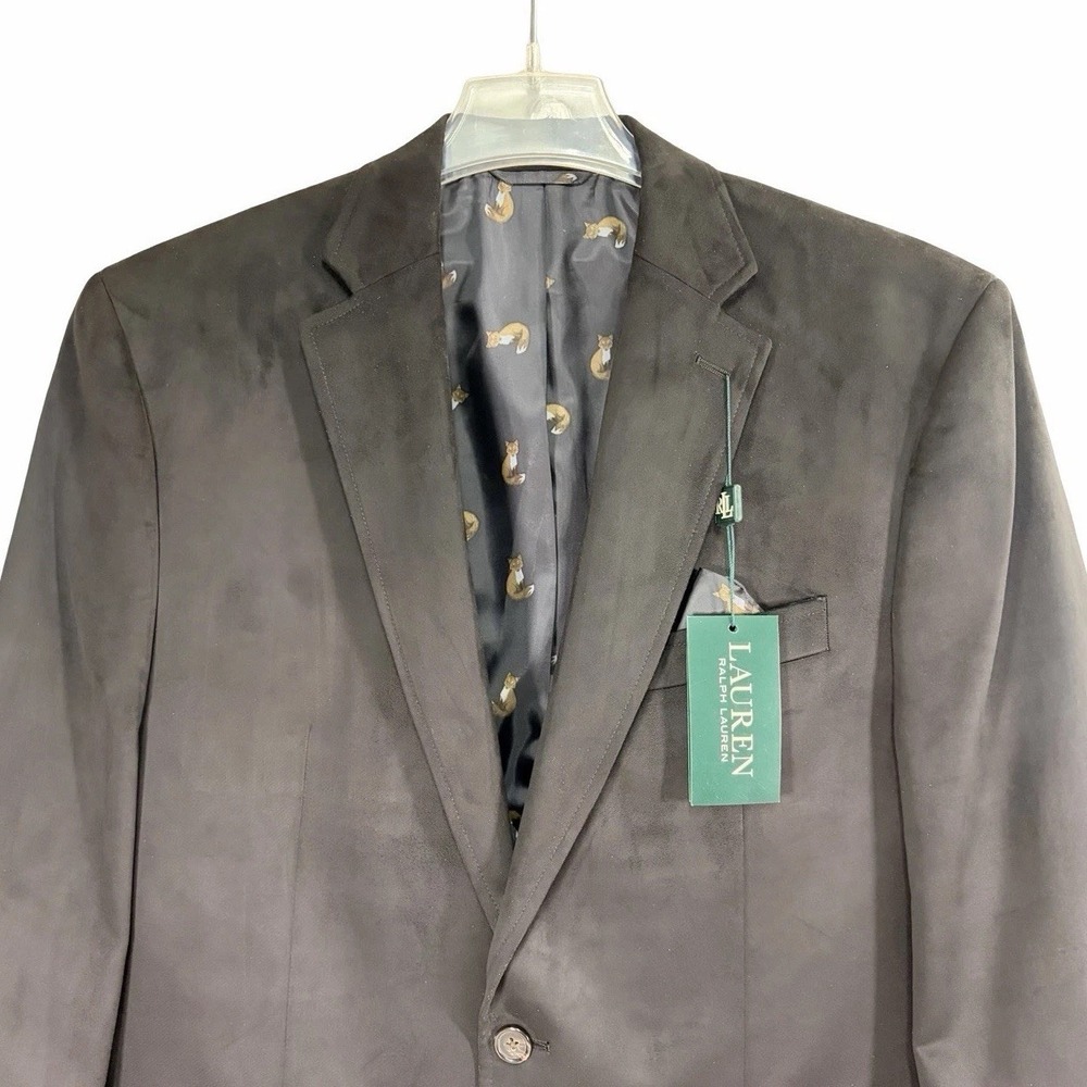 Ralph Lauren Men's 40R Black Ultra Suede 2 Button Blazer Jacket Sport Coat NWT - Picture 6 of 12